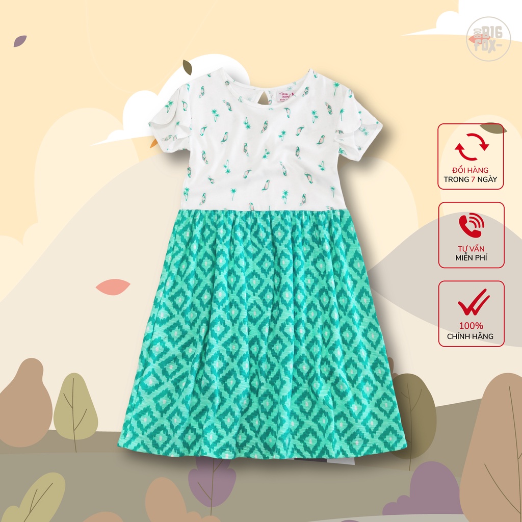 Đầm Hè Cho Bé Gái Miss Meow Tới Size Đại. Váy Cotton Thun Trẻ Em In Ô Vuông 2-8 Tuổi