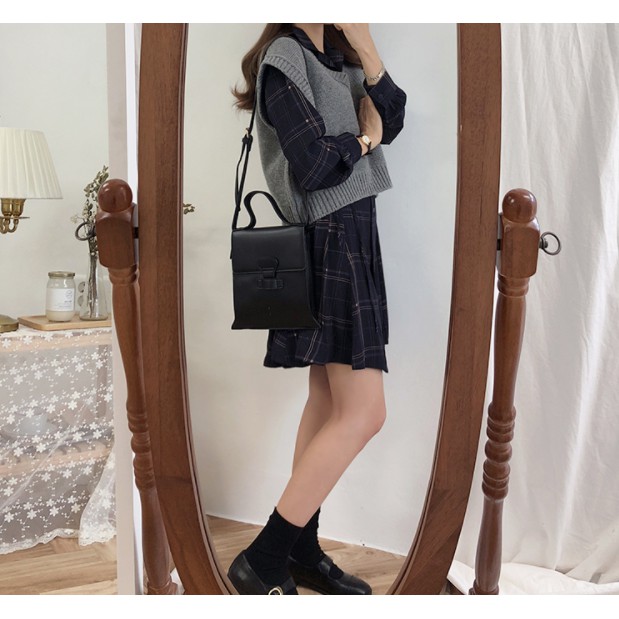 Đầm tay dài sọc ca rô cổ bẻ cá tính thời trang | BigBuy360 - bigbuy360.vn