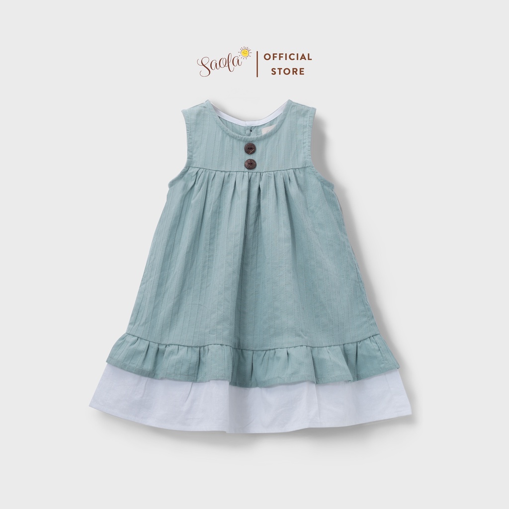 Đầm Bé Gái/ Váy Bé Gái Cộc Tay Cổ Tròn Lai Bèo Hai Tầng Thoáng Mát - ZOE DRESS - DRC015 - SAOLA KIDS CLOTHING