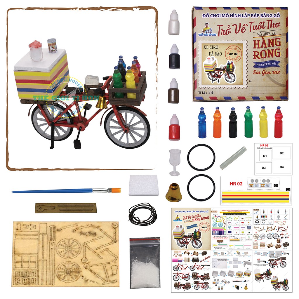 Mô Hình Xe Hàng Rong Ký Ức Tuổi Thơ Sài Gòn - Xe Si Rô Đá Bào - HR02