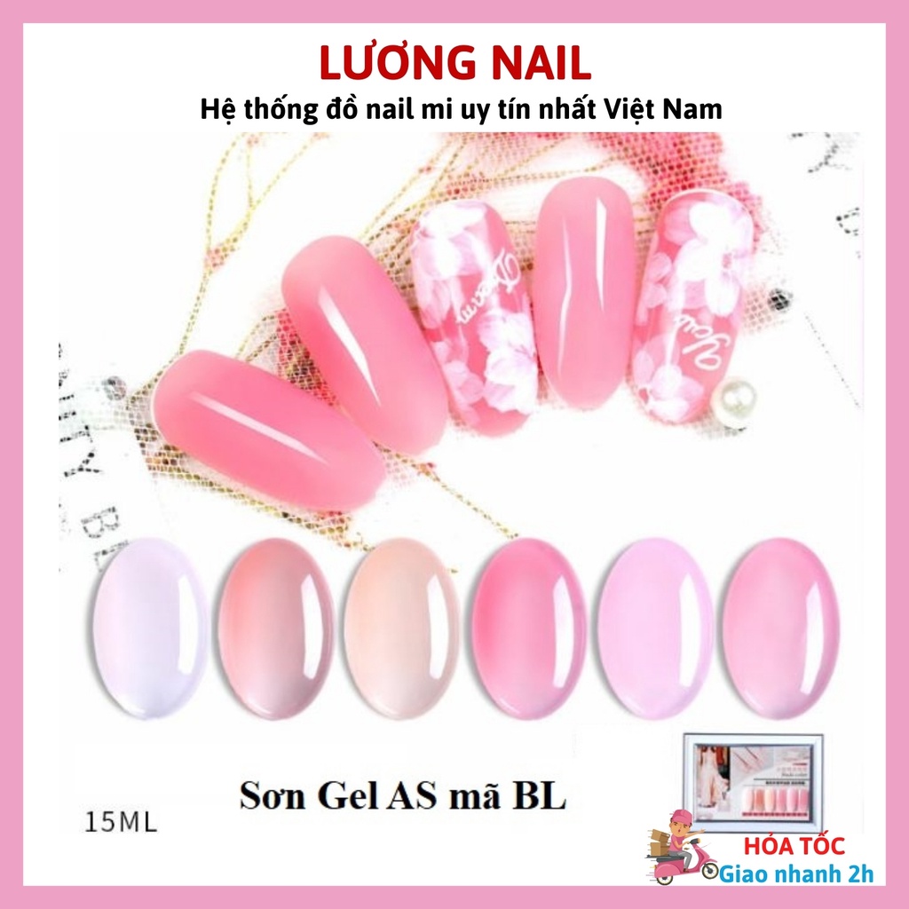 Sơn gel AS sơn móng tay gel tone thạch hồng baby chai 15ml mã BL