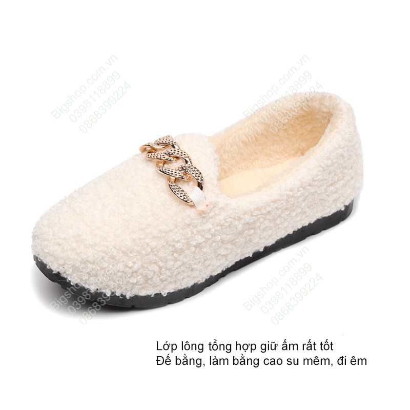 Giày lười bệt nữ với lông giữ nhiệt phù hợp mùa thu, đông, xuân | BigBuy360 - bigbuy360.vn