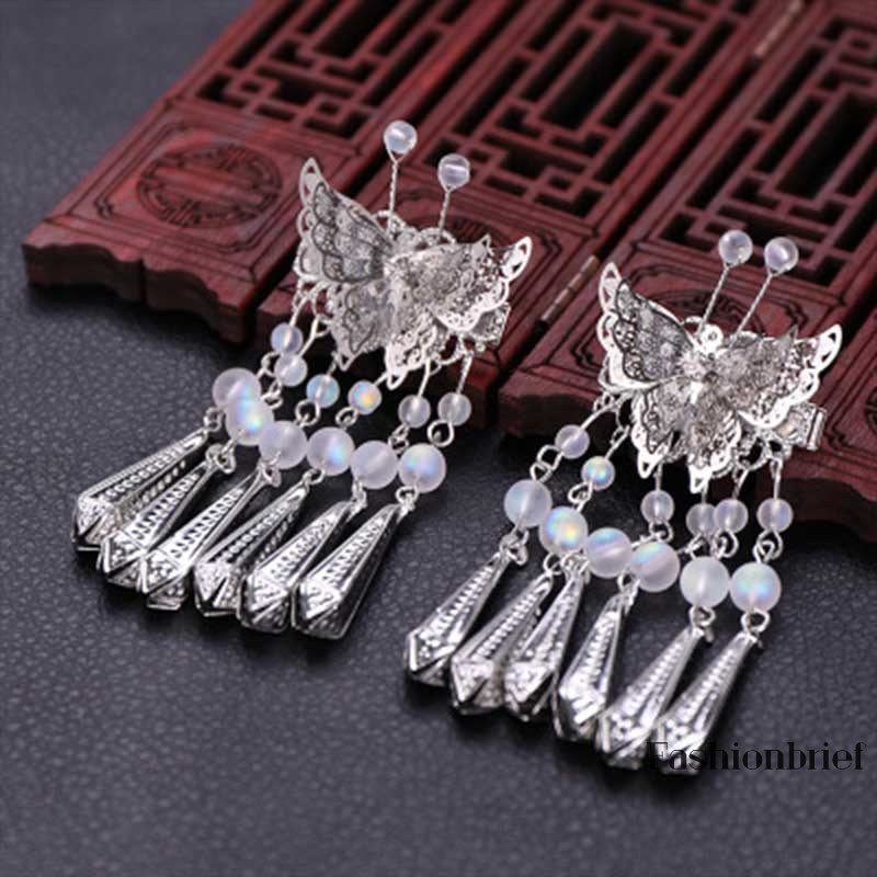 Cặp kẹp tóc tua rua kiểu dáng đơn giản thanh lịch dành cho nữ