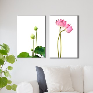 Tranh treo tường Canvas trang trí Hoa Sen Cây 30x40cm ( có khung viền )