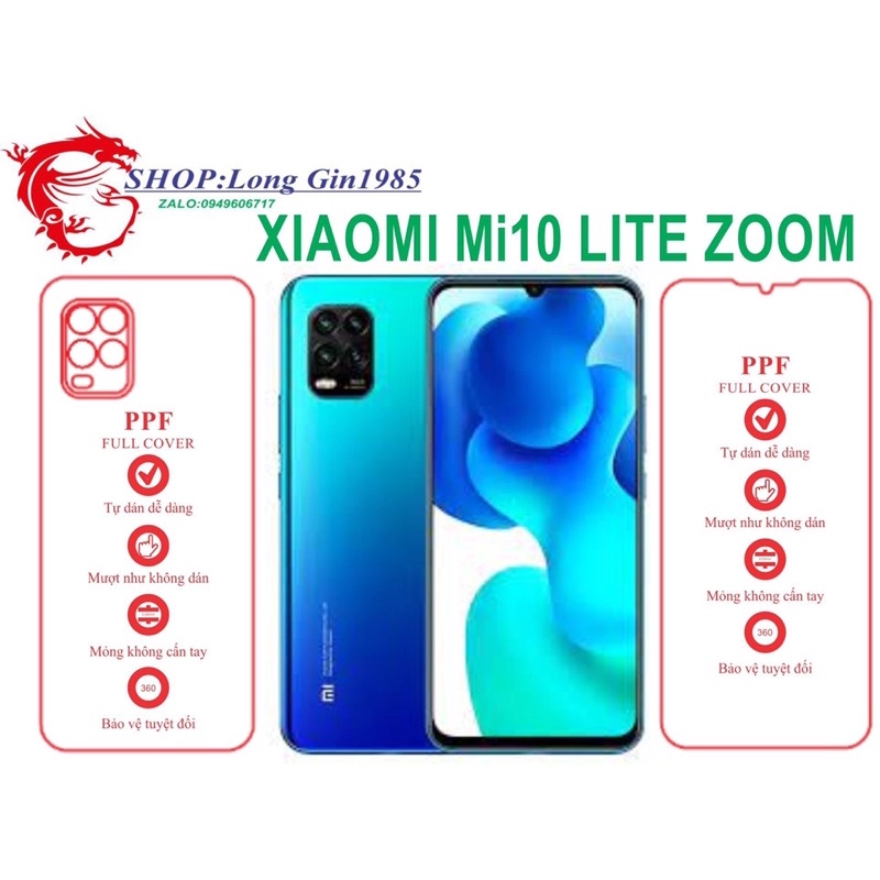 Xiaomi Mi10 Lite Zoom miếng dán trong Ppf mặt sau và mặt trước chống va đập chống trầy xước