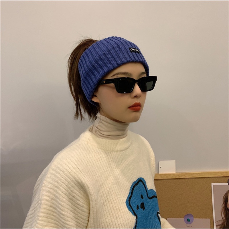 Băng đô len bản rộng phối họa tiết chữ phong cách Hàn Quốc cá tính trẻ trung