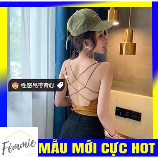 [SALE SỐC] ÁO HOTGIRL GIÁ RE_Áo thun 2 dây ôm hở lưng đan dây sau lưng đen, vàng - Thời trang hotgirl thiết kế cao cấp