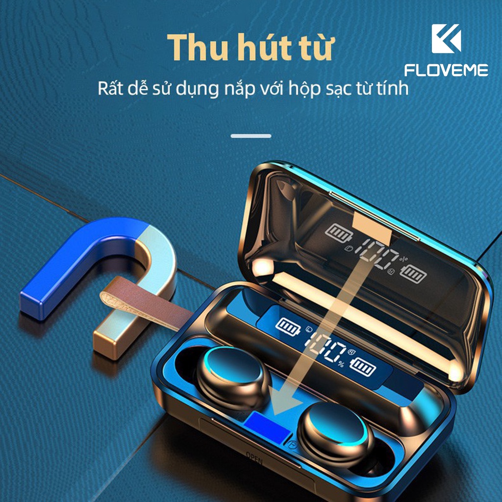 Tai Nghe Bluetooth 5.0 Floveme FL9 Pro Không Dây True Wireless Nhét Tai Cảm Ứng Kiêm Sạc Pin Dự Phòng - F9 PRO