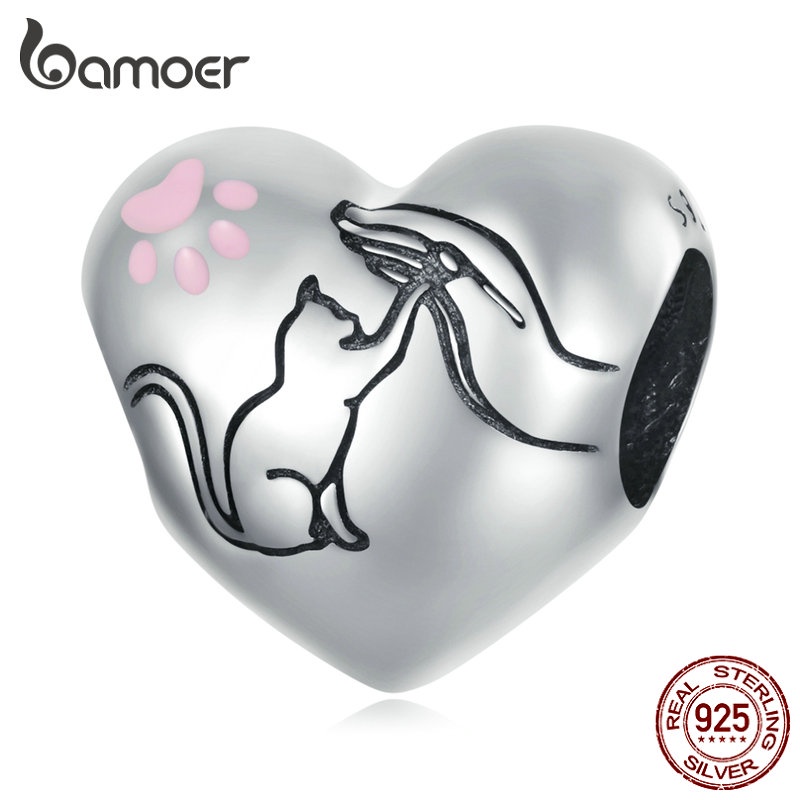 BAMOER Hạt Charm Hình Thú Cưng Bằng Bạc 925 Dùng Làm Vòng Tay / Vòng cổ Diy