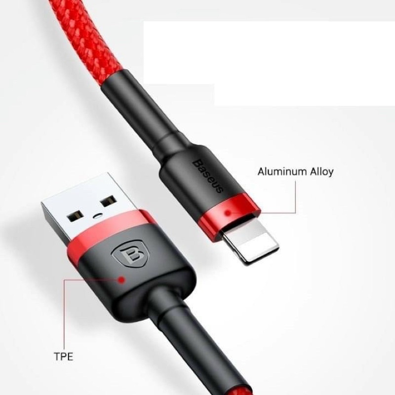Cáp sạc Baseus cao cấp chính hãng 1m, đẩy 2.4A hỗ trợ sạc nhanh cho các dòng máy táo