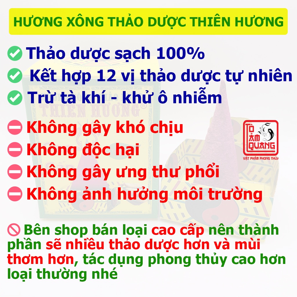 Nhang hương xông nhà phong thủy thảo dược Thiên Hương di động tẩy uế trừ tà chiêu tài lộc bình an may mắn