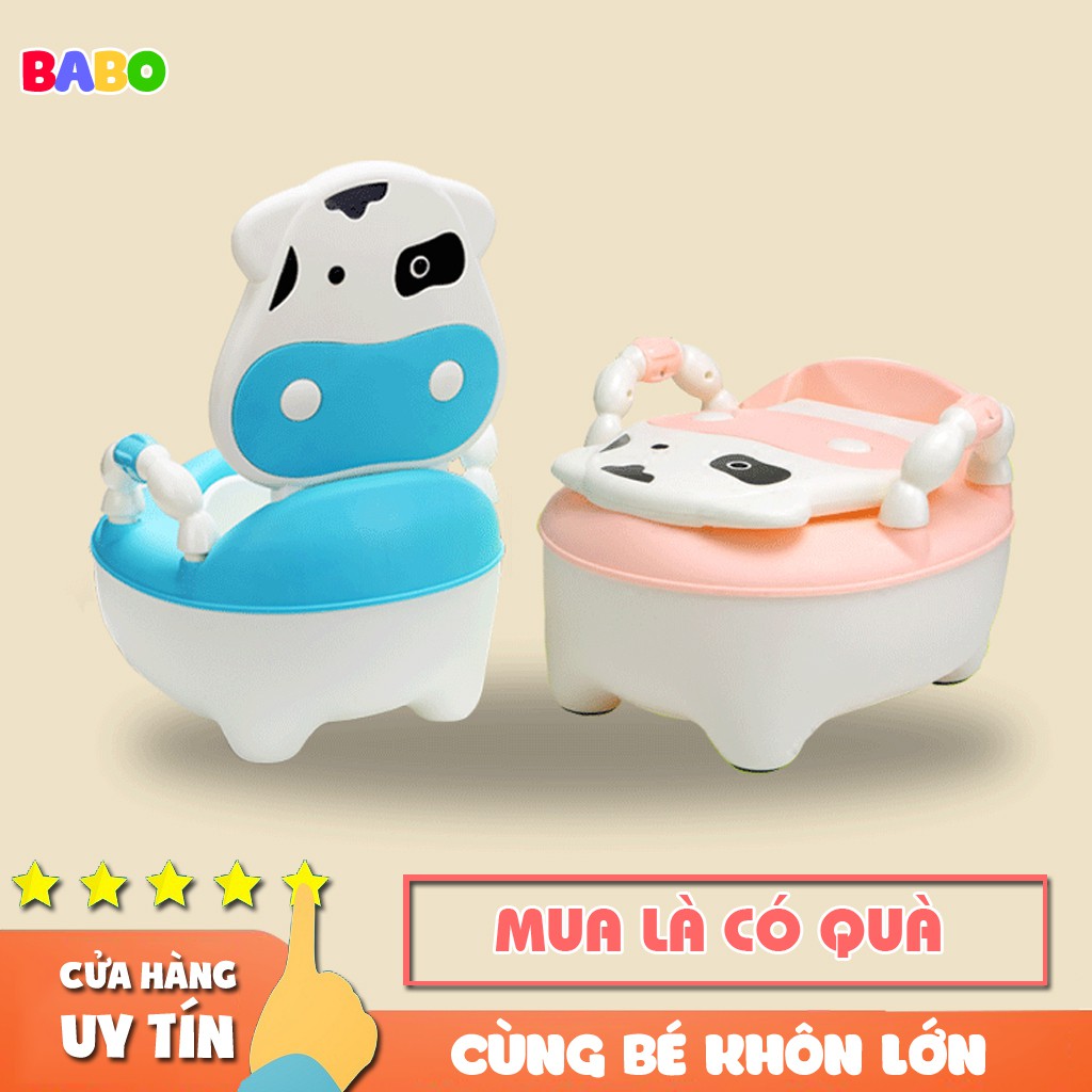 Bô Vệ Sinh Trẻ Em Hình Bò Mộng Babo, Cho Bé Từ 8 Tháng Tuổi Chống Trơn Trượt Có Tựa và Khay Tháo Rời, Dễ Dàng Vệ Sinh