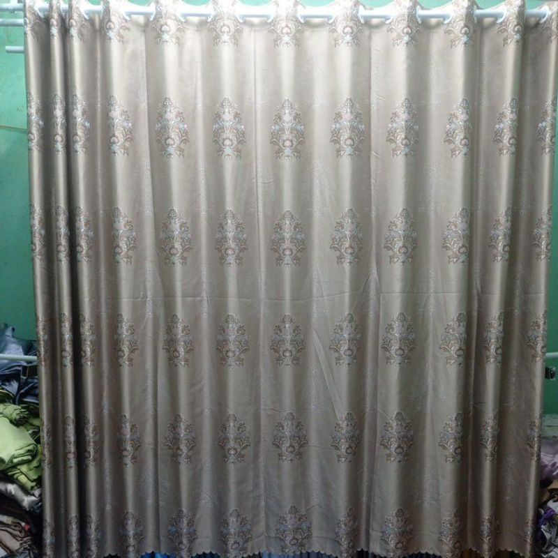 Rèm cửa thêu họa tiết màu nâu tây LV, chất liệu vải gấp cao cấp chuyên dụng làm rèm cửa sổ phòng ngủ hoặc phòng khách