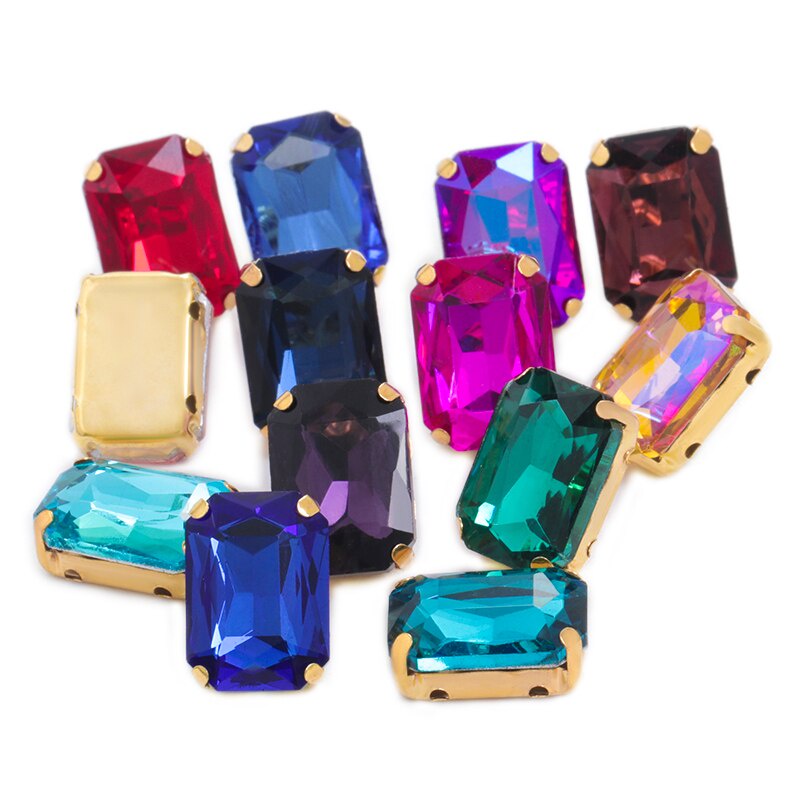 Đá Pha Lê Hình Chữ Nhật 18x25mm Dùng Trang Trí Quần Áo