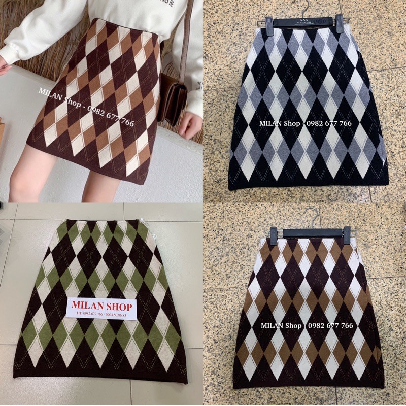 Chân váy len ngắn dệt trám 2 kiểu style | BigBuy360 - bigbuy360.vn