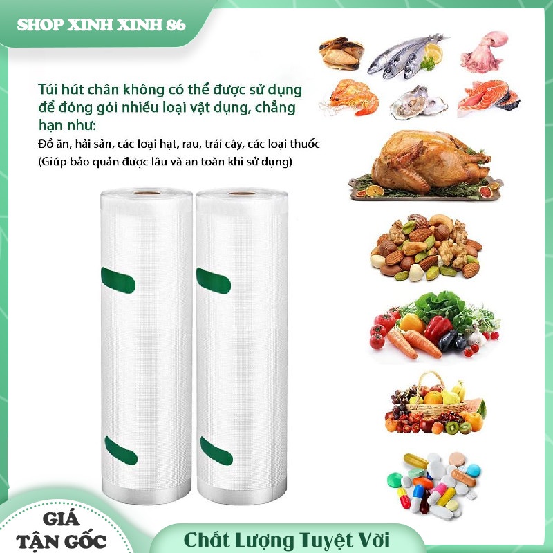 Túi Hút Chân Không Thực Phẩm 1 Mặt Nhám Dạng Cuộn - Cuộn Túi Hút Chân Không