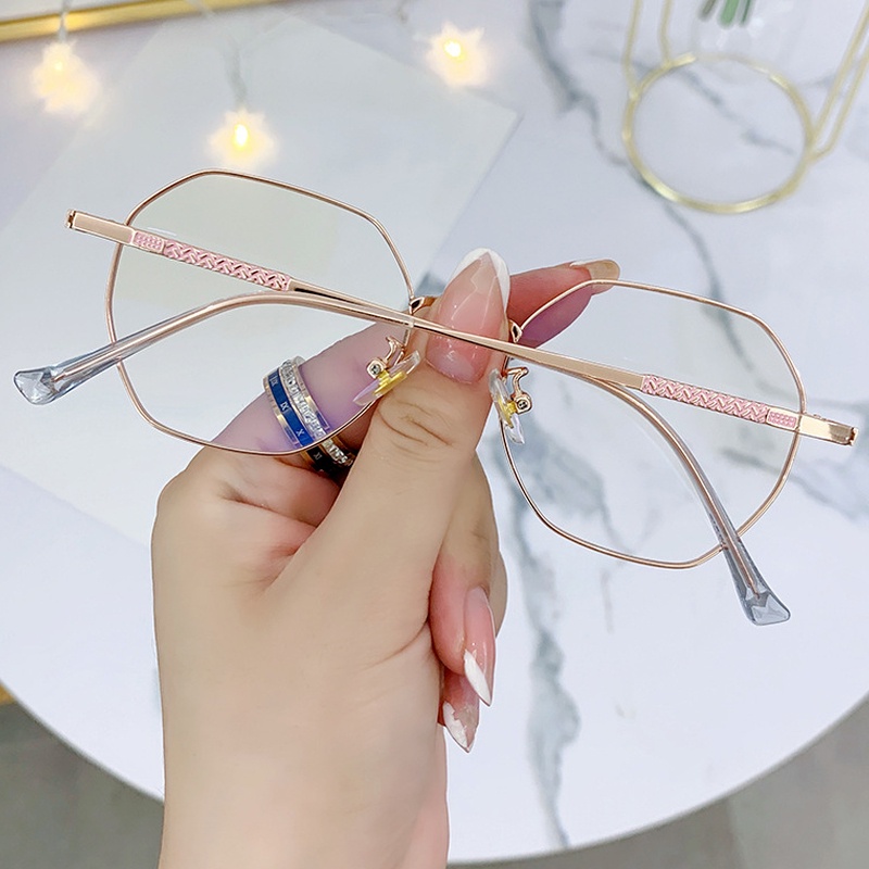 (KIQI-FASHION) COD Mắt Kính Gọng Vuông Bằng Kim Loại Chống Ánh Sáng Xanh Thời Trang Cho Nam Và Nữ