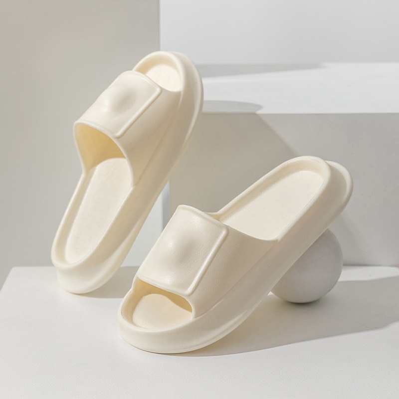 [ Fom nhỏ tăng 1-2sz ] Dép bánh mì unisex, Quai lồi, Dép nữ quai ngang chất liệu EVA hai màu trắng đen trơn