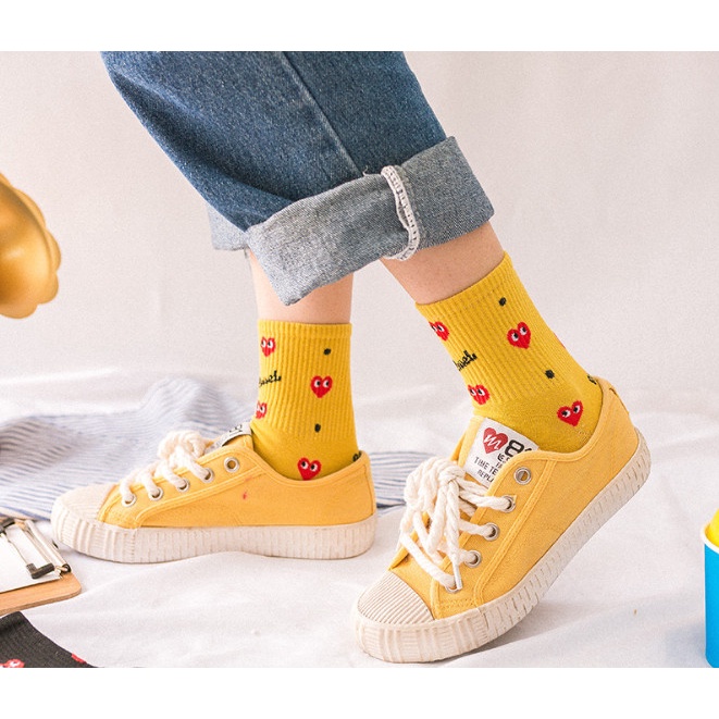 Vớ Tất nữ cổ thấp hình trái tim phong cách Hàn Quốc siêu dễ thương và xinh xắn.