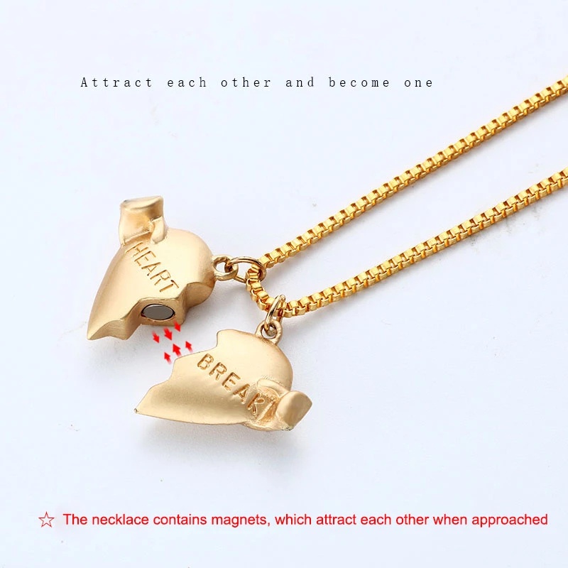Set 2 Vòng cổ Kim Loại Mặt Trái Tim Từ Tính Sáng Tạo Thời Trang Cho Nữ