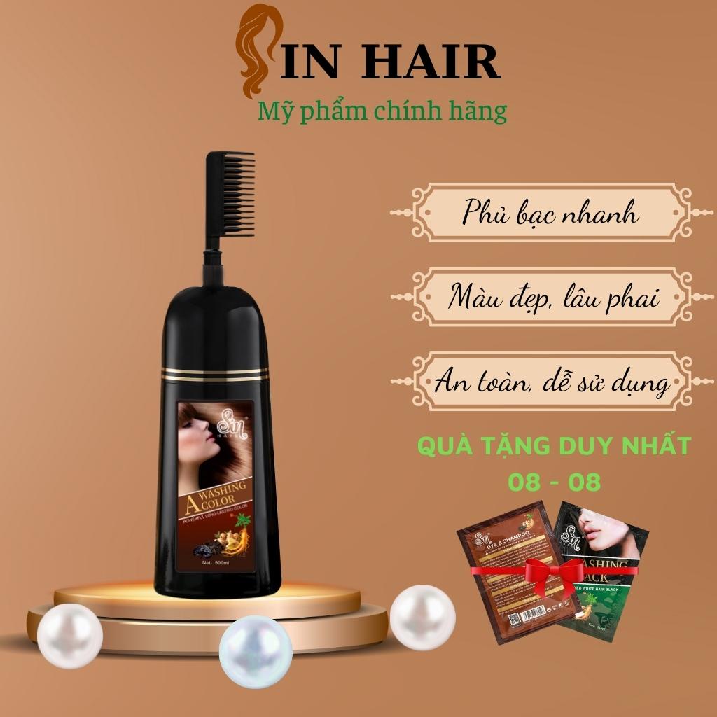 Dầu Gội Nhuộm Tóc Sin Hair Phủ Bạc Nhân Sâm, Phủ Nâu Tóc Tự Nhiên Số 1 Nhật Bản 500mL