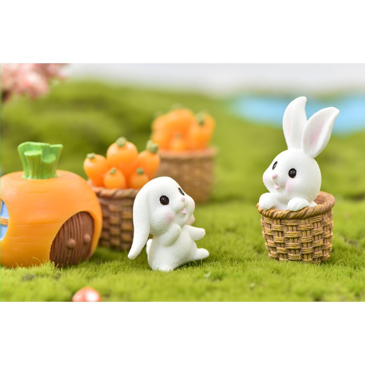 TT14 - Mô hình GIA ĐÌNH THỎ 01 trang trí tiểu cảnh sen đá xương rồng cây để bàn