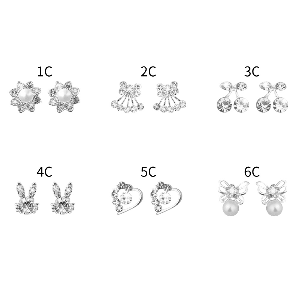 Khuyên tai ngọc trai hình trái tim đính đá thời trang sành điệu