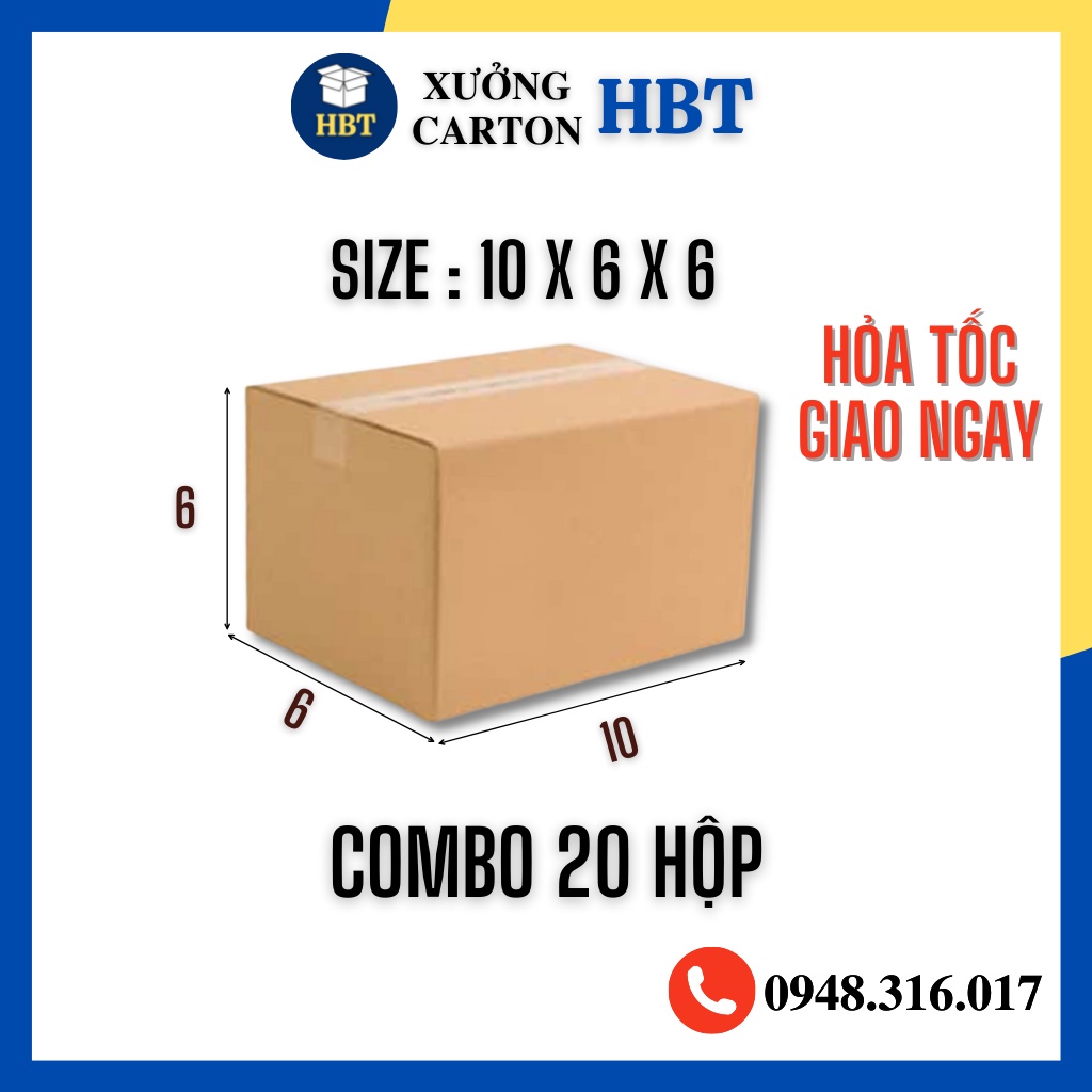 20 Hộp Carton 10x6x6 Giá Rẻ Đóng Hàng - Hộp carton Hai Bà Trưng Hà Nội
