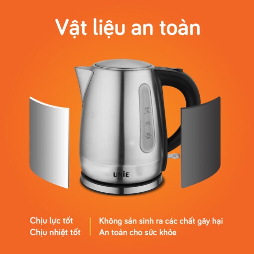 Ấm siêu tốc inox Unie UE-300 dung tích 1 Lít, 1850W - Hàng Chính Hãng