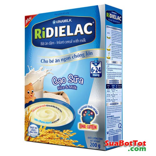 Bột ăn dặm RIDIELAC GOLD hộp giấy 200g đủ vị