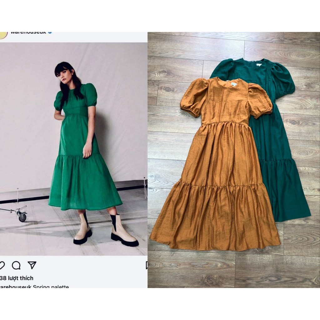 Đầm W@rehouse đũi tơ tầng