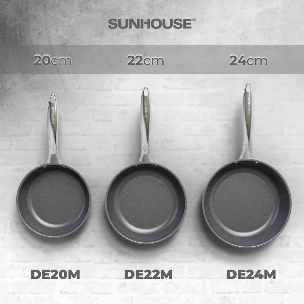 CHẢO INOX NGUYÊN KHỐI SUNHOUSE 20/22/24/26/28cm