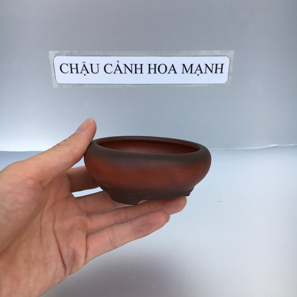 Chậu Tròn bonsai sen đá mini đất nung màu đỏ gốm Bát tràng 1 size SP374