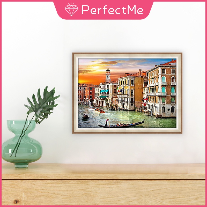 Bộ Tranh Đính Đá 5d Tự Làm 40x30cm Hình Phong Cảnh Thành Phố