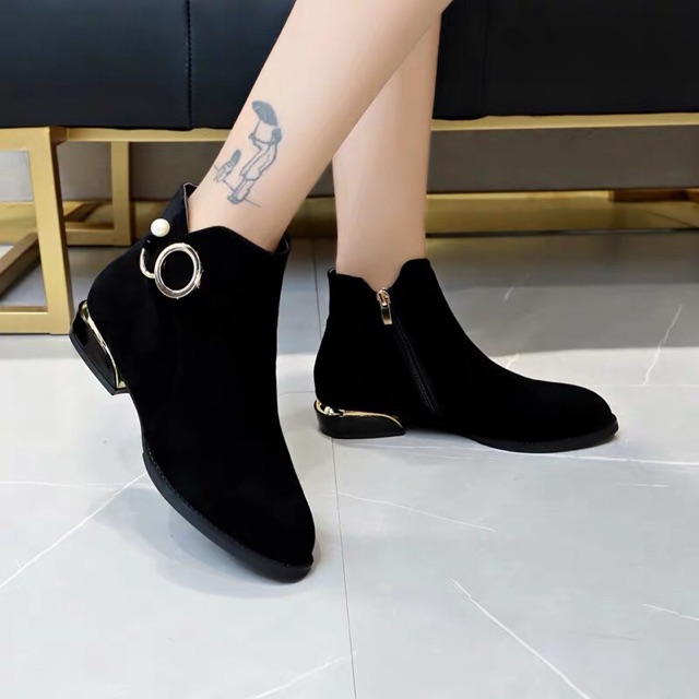 (ORDER) Bốt da lộn cổ ngắn gót thấp BIG SIZE 35-44