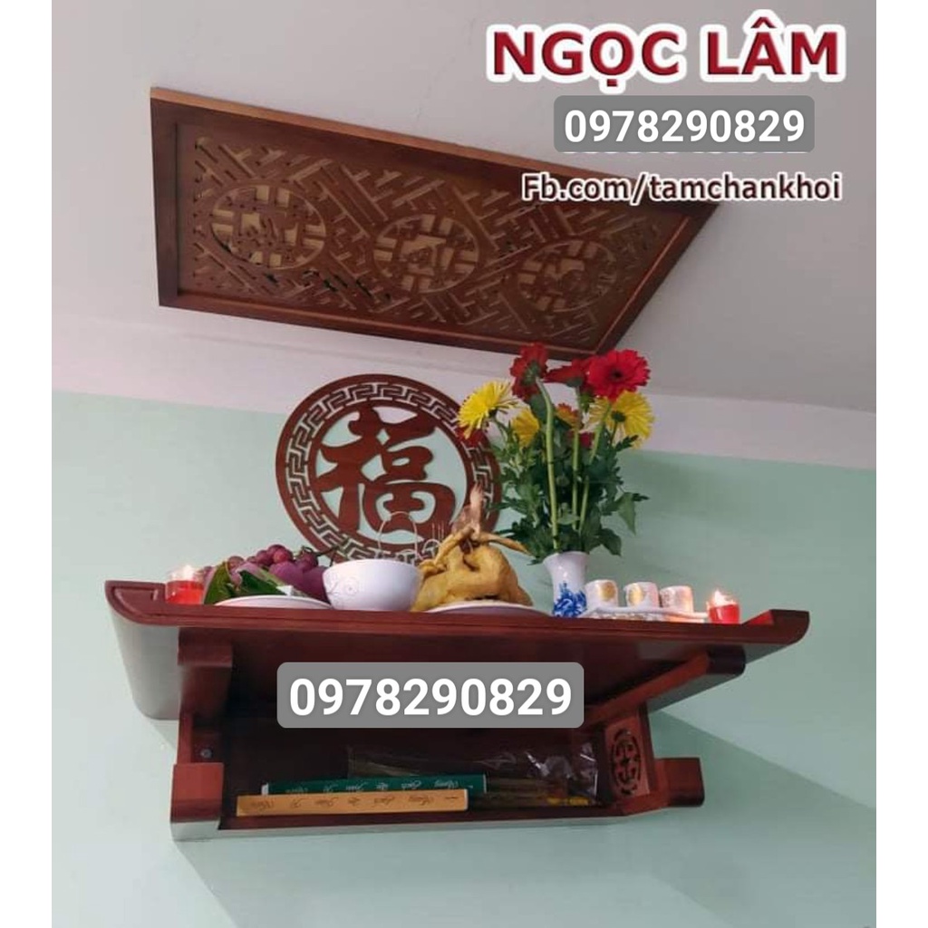 Bàn thờ gỗ sồi  81 cm kèm chắn khói