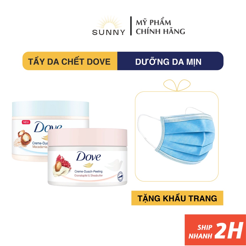 Tẩy da chết Dove Exfoliating Body Polish nội địa Đức dưỡng trắng, sáng da, tẩy tế bào chết body