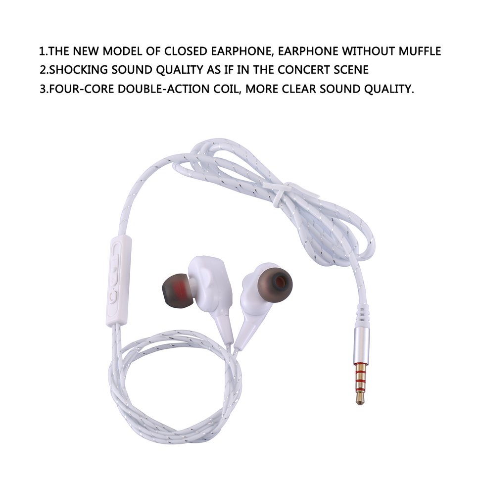 【SUN】In-Ear Double-Motion Sports Headphones Metal Subwoofer Wire Headset Headphones