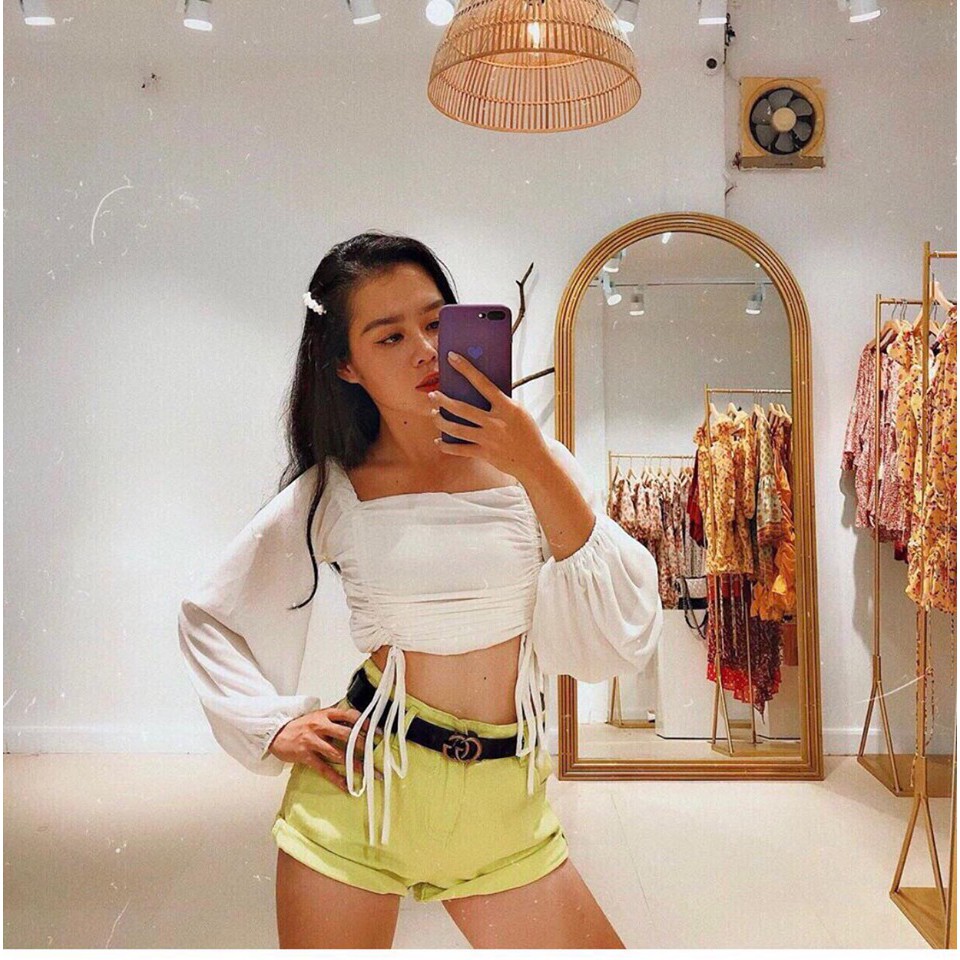 CROPTOP RÚT NHÚN 2 BÊN 🖤 Hình thật shop chụp | BigBuy360 - bigbuy360.vn