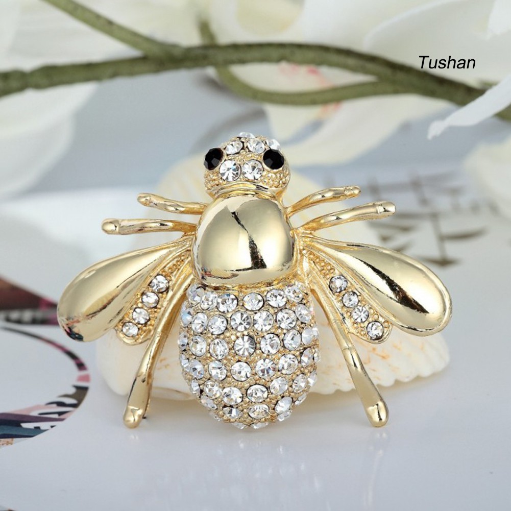 Ghim cài áo hình con ong đính đá lấp lánh cho nữ