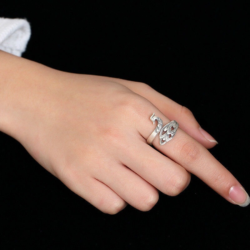 Nhẫn Bạc Thiết Kế Mở Kiểu Dáng Sáng Tạo Phong Cách Retro Cho Nữ