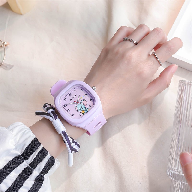 Đồng Hồ Đeo Tay Điện Tử Dạ Quang Dây Silicone Chống Nước In Hình Hoạt Hình Phát Sáng Thời Trang Unisex