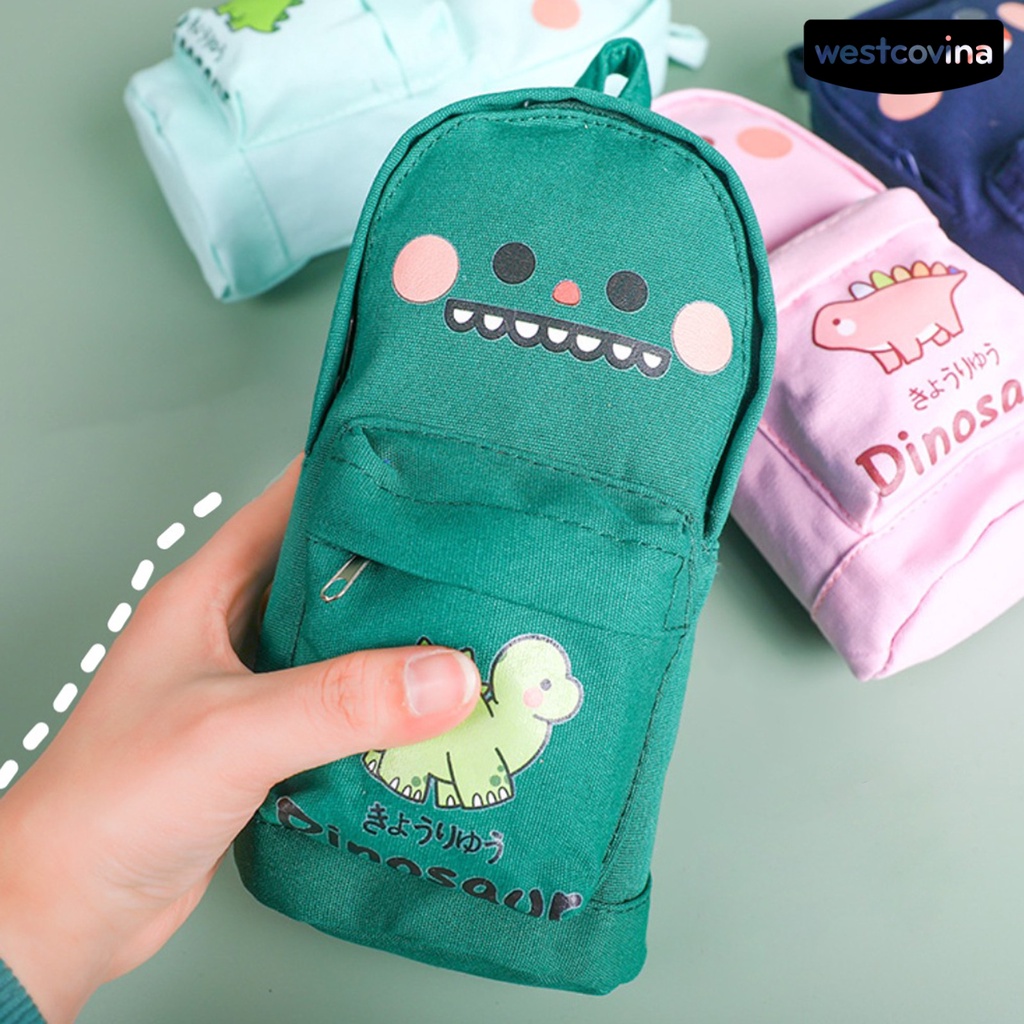 Túi Đựng Bút Bằng Vải Canvas In Họa Tiết Hoạt Hình / Phi Hành Gia / Khủng Long / Tên Lửa Độc Đáo