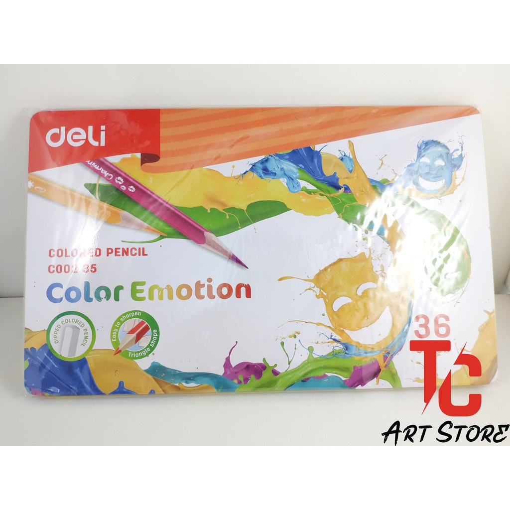 Bút Chì Màu Gỗ DELI COLOR EMOTION 12/24/36 Màu Hộp Sắt C00235 - C00205 - C00225. Chì màu DELI