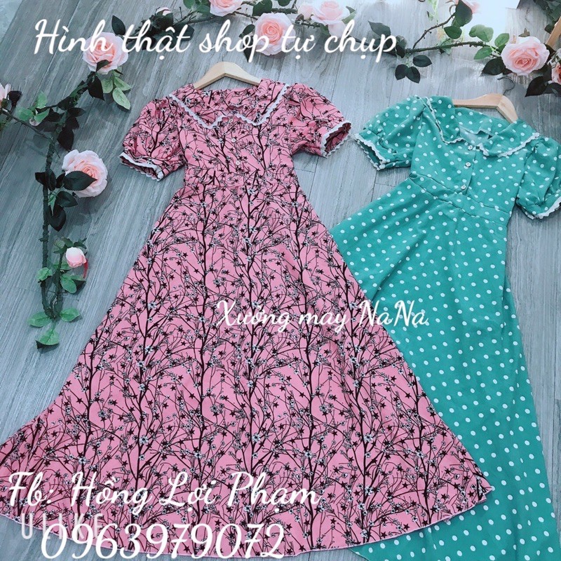 Đầm maxi hoa thiết kế viền ren có túi siêu xinh (hình thật+video) | BigBuy360 - bigbuy360.vn