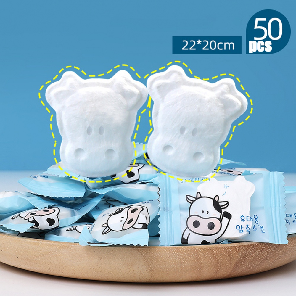 Set 50 Khăn Mặt Cotton Dạng Nén Tiện Dụng