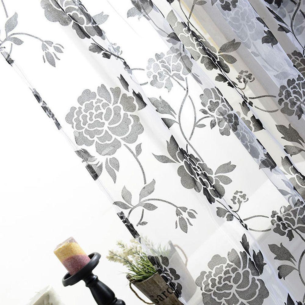 Rèm Cửa Trong Suốt Họa Tiết Hoa Hiện Đại