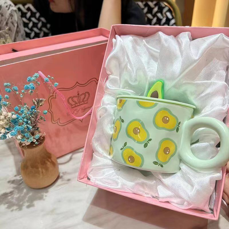 Cốc Uống Nước Bằng Sứ Có Nắp Đậy Dễ Thương Xinh Xắn Ttm206