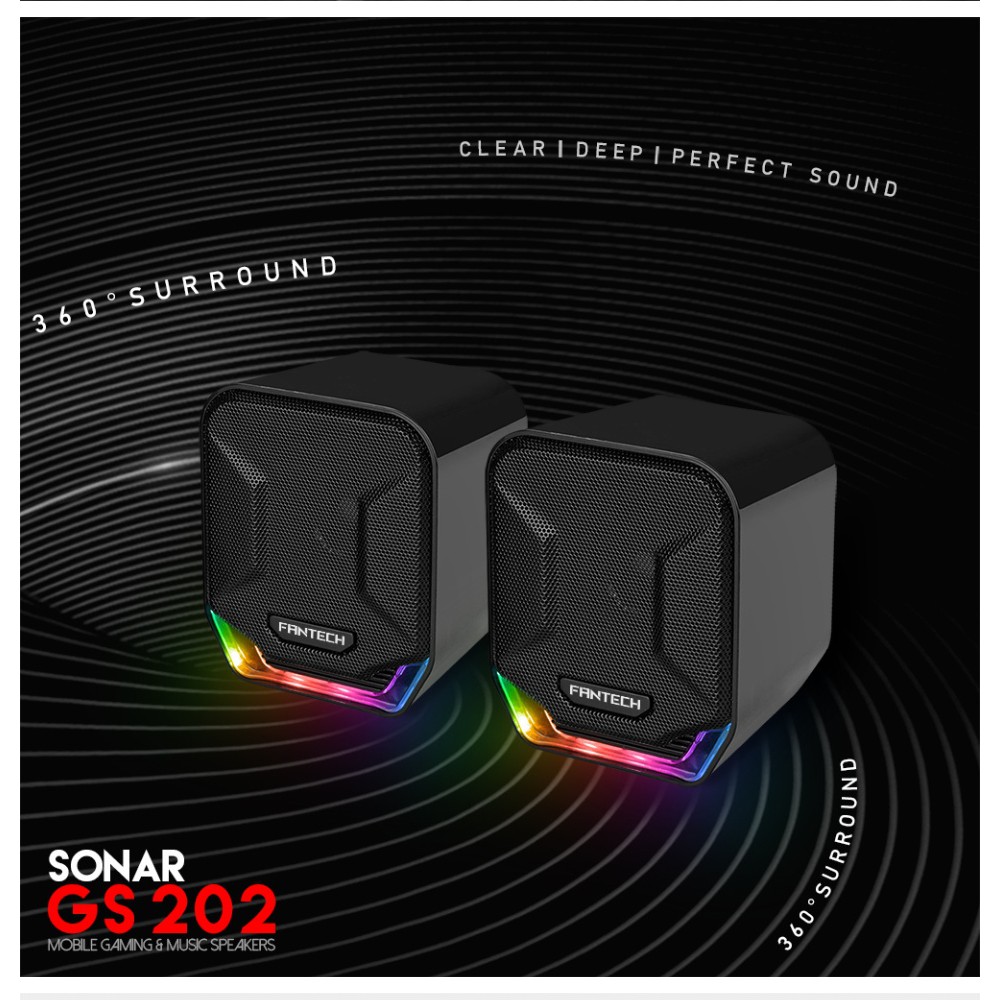 Combo FANTECH Duo Channel Loa RGB GS202 + Tai Nghe Gaming Nhét Tai EG1 - CBO GS202 EG1 - chính hãng