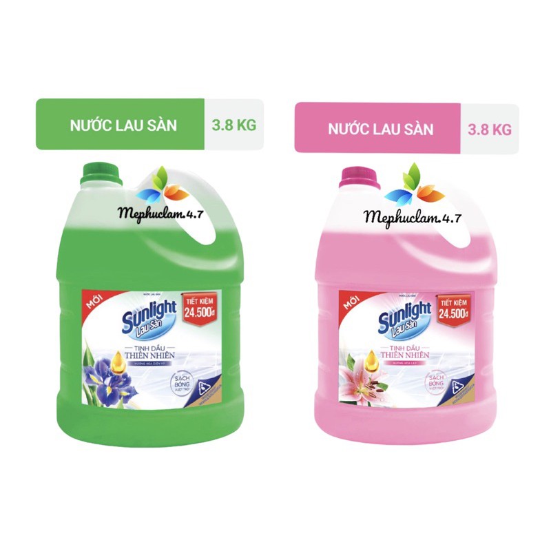 Sunlight lau sàn can lớn 3.8kg siêu tiết kiệm dùng trong nhà nghỉ, khách sạn, văn phòng, nhà máy, hộ gia đình